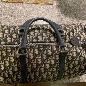 Christian Dior  Blue Monogram Trotter Boston Duffle Bag
